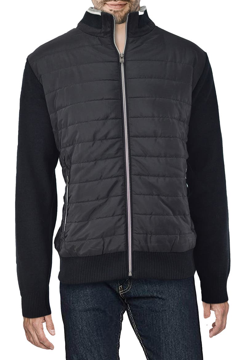Quilted Colorblock Puffer Jacket, Main, color, BLACK WITH BLACK