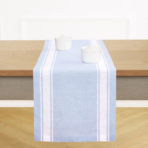 Linen Table Runner for Dining Table, Holiday and Everyday Table Decor - Country Stripe