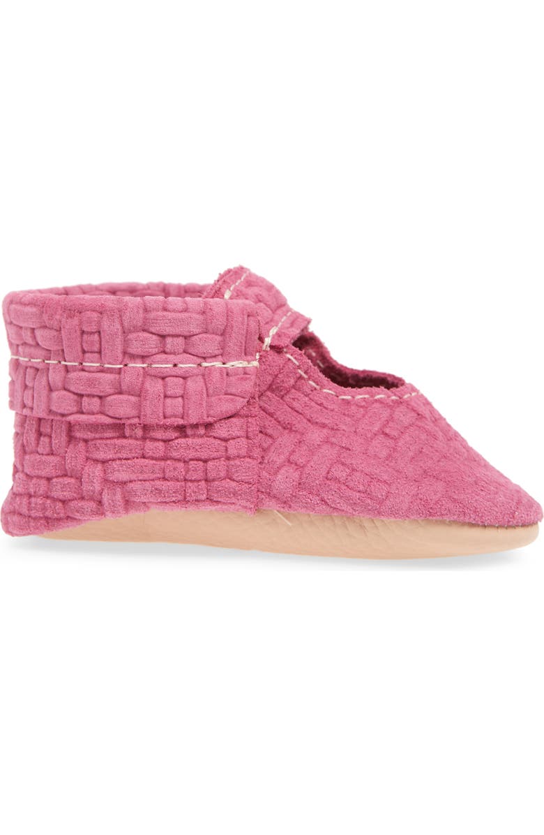 Freshly Picked Pink Lemonade Embossed Leather Crib Shoe, Alternate, color,