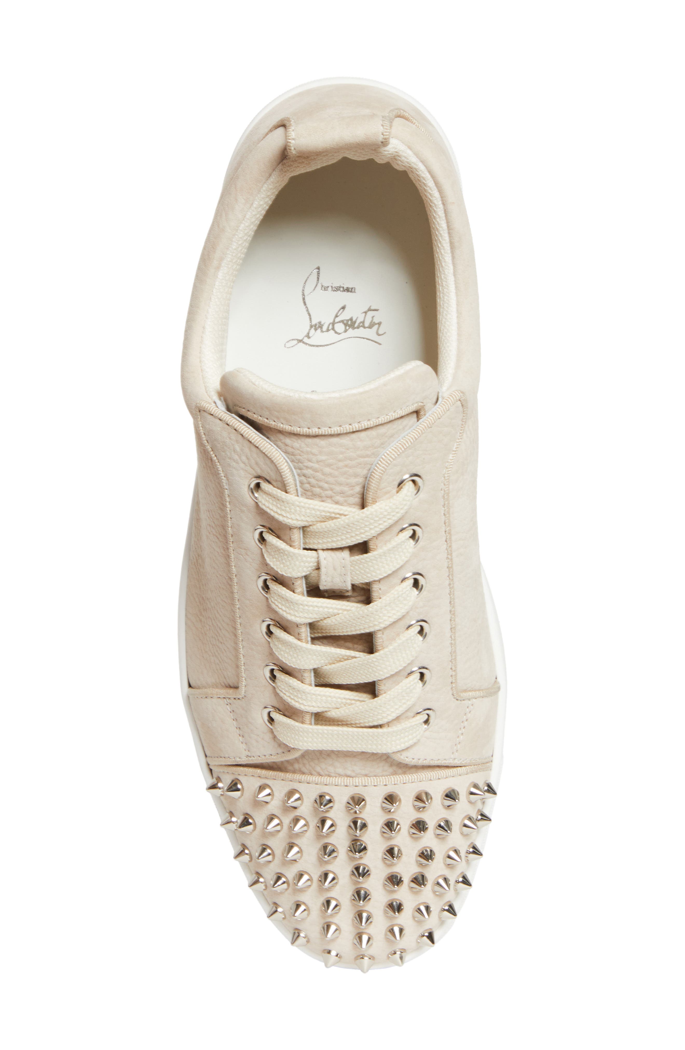 Christian Louboutin Louis Junior Spikes Orlato Sneaker, Alternate, color, Beige/ Silver