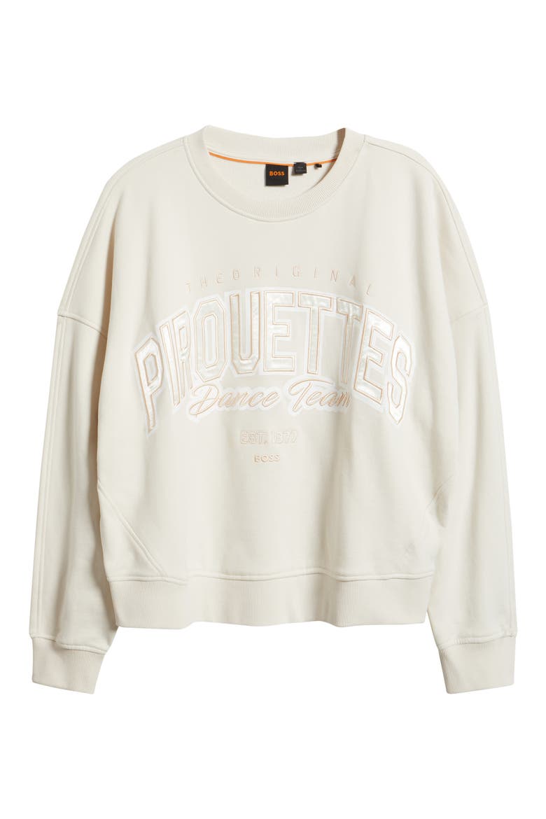 Ever Embroidered Crewneck Cotton Sweatshirt, Alternate, color, OPEN WHITE