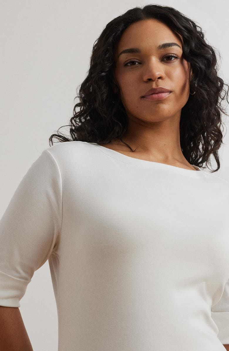 Lauren Ralph Lauren Boat Neck Top, Alternate, color, White