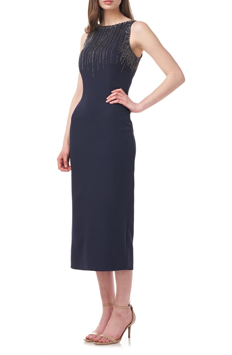 JS Collections Elsa Boat Neck Sleeveless Midi Dress, Alternate, color, 