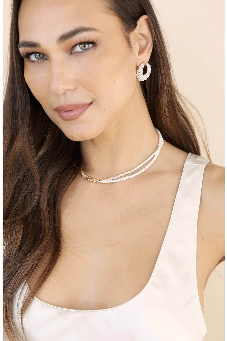 Imitation Pearl Earrings, Alternate, color, GOLD