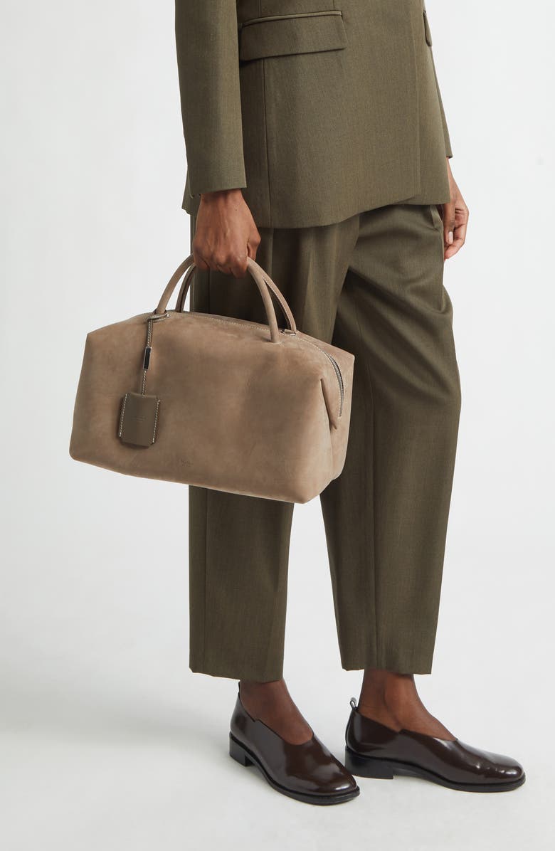 Max Mara Bowler Suede Satchel, Alternate, color, Turtledove