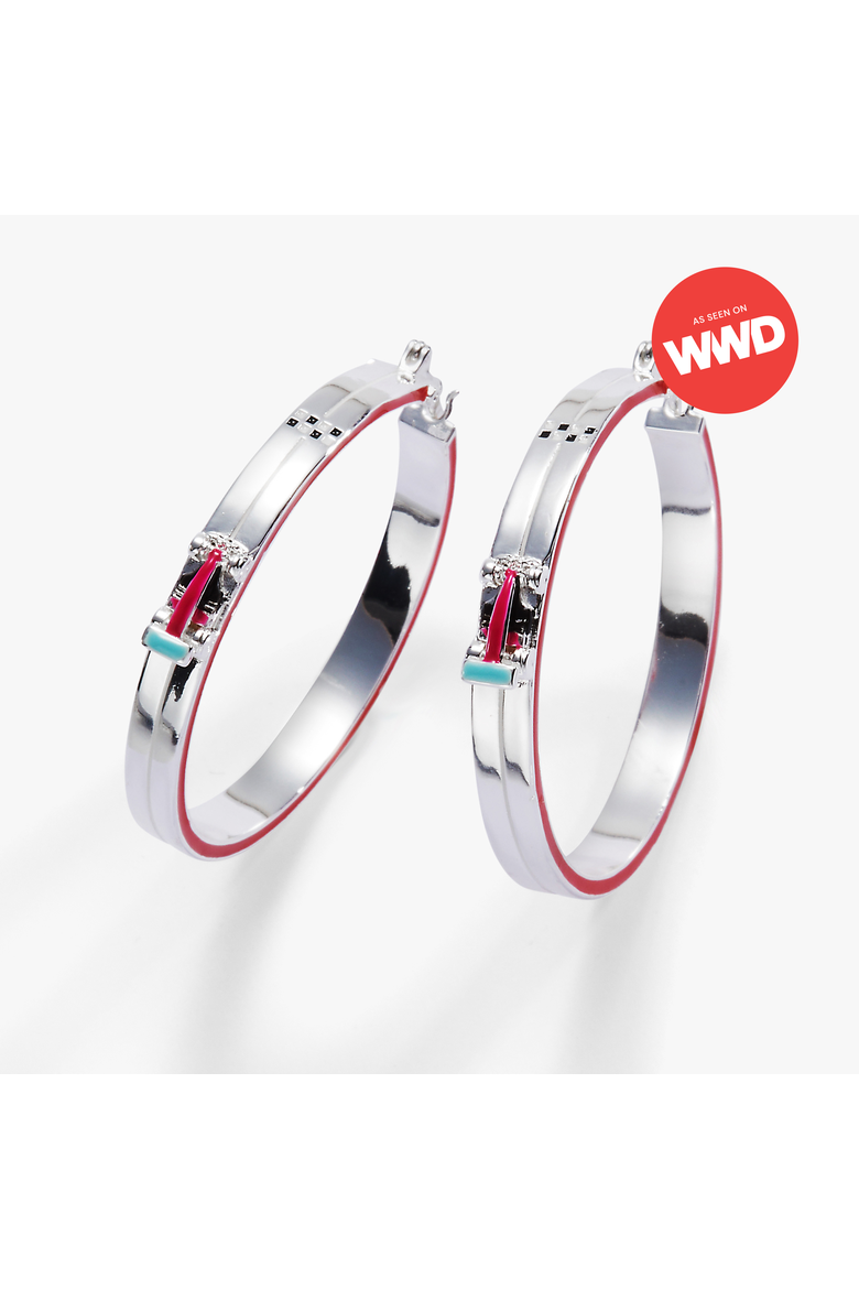 Hot Wheels Racecar Hoop Earrings, Main, color, Silver