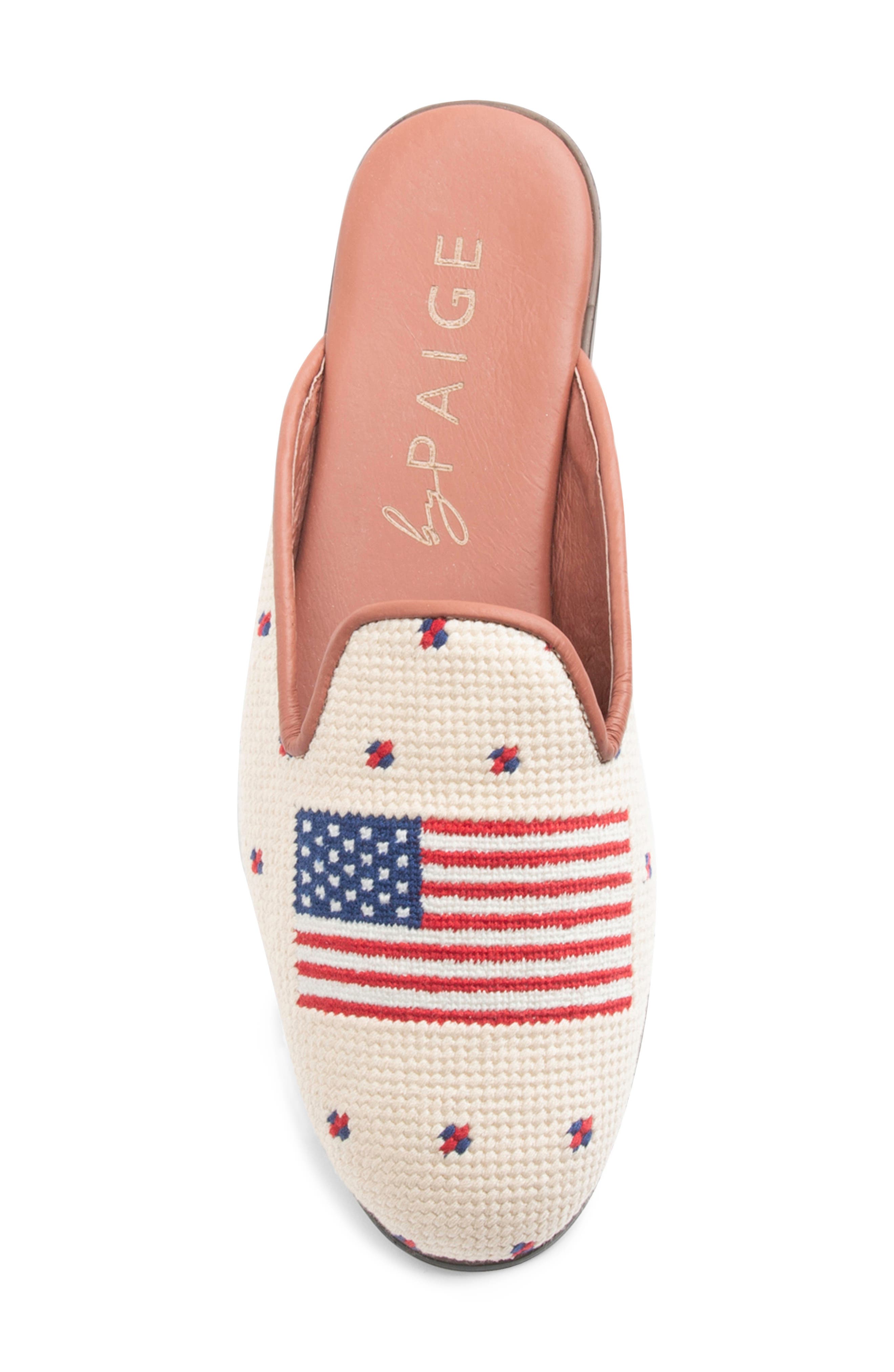 ByPaige Needlepoint American Flag Mule, Alternate, color, Tan