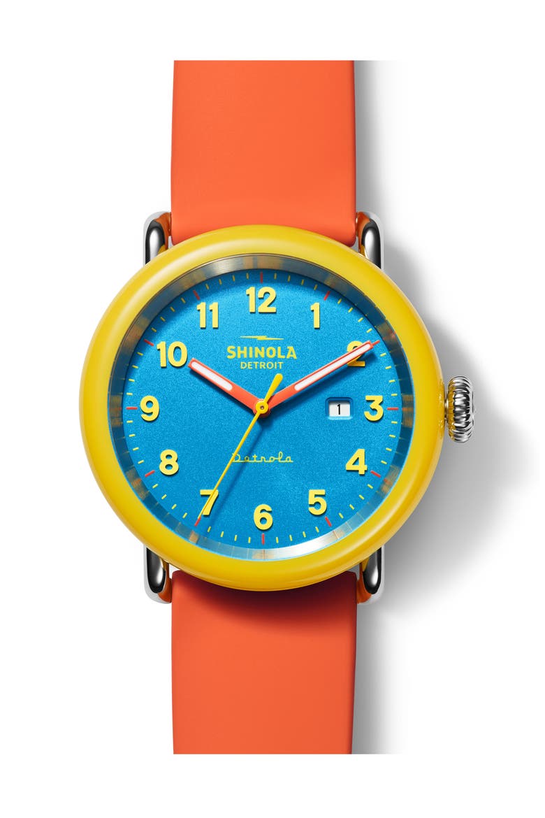 Detrola The Free Skate Silicone Strap Watch, 43mm, Main, color, CERULEAN BLUE