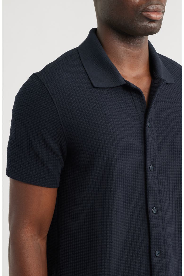 Grid Waffle Knit Button-Up Shirt, Alternate, color, COASTAL