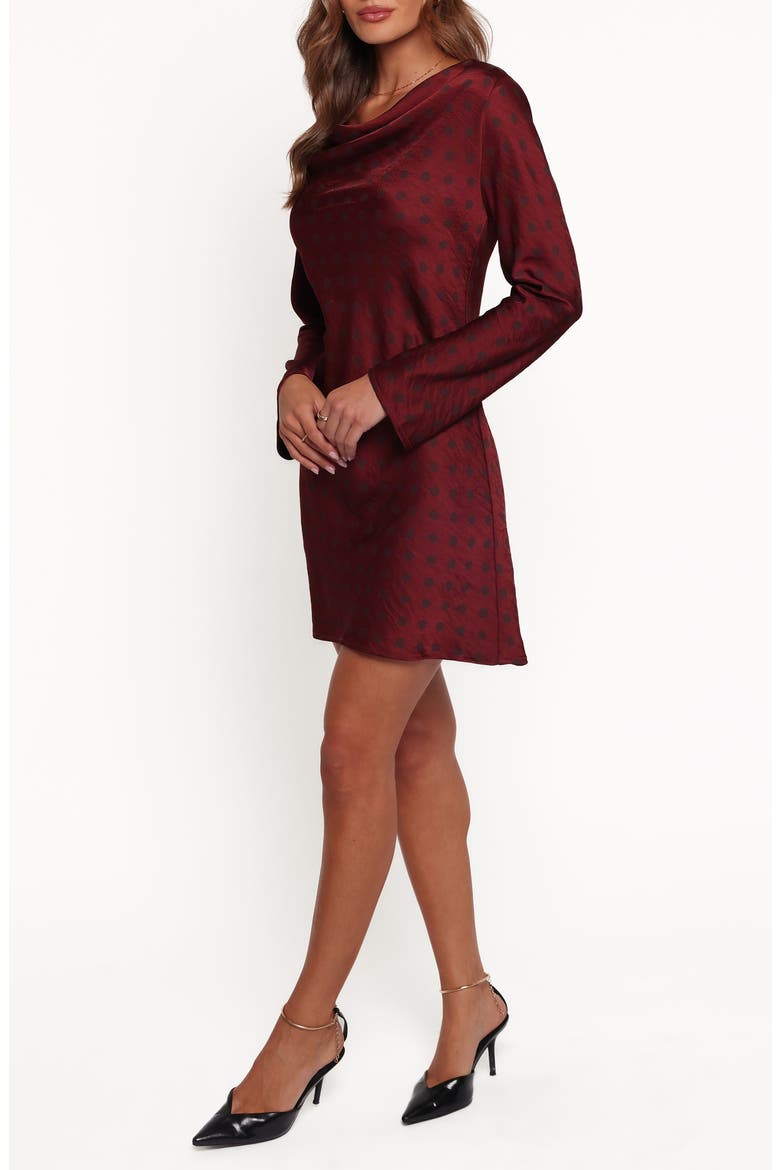 Idalee Long Sleeve Minidress, Alternate, color, BROWN/ MAROON POLKA DOT