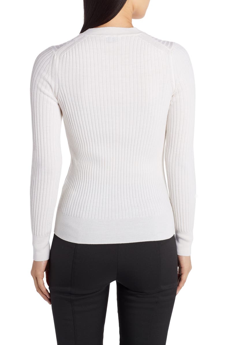 Moncler Jacquard Logo Rib Wool Sweater, Alternate, color,