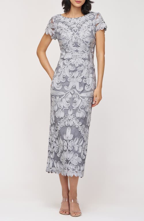 Js Collections Soutache Lace Cocktail Dress In Gunmetal