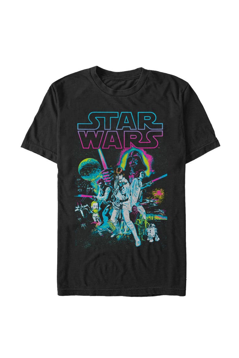 Men's Star Wars Neon Collage  Graphic T-Shirt, Main, color, Black