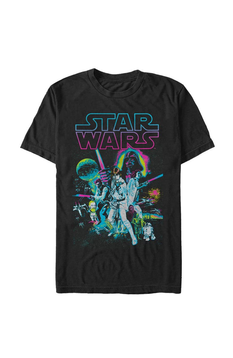 Star Wars Men's Star Wars Neon Collage Graphic T-Shirt, Main, color, Black
