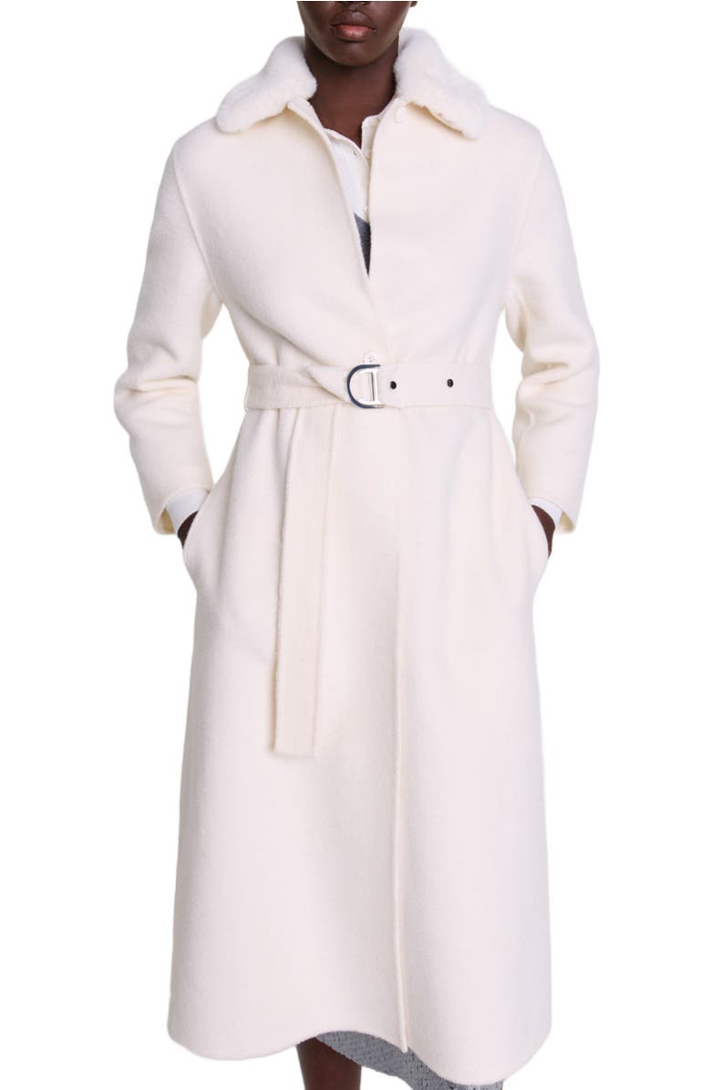 maje Wool coat with removable collar, Alternate, color, 
