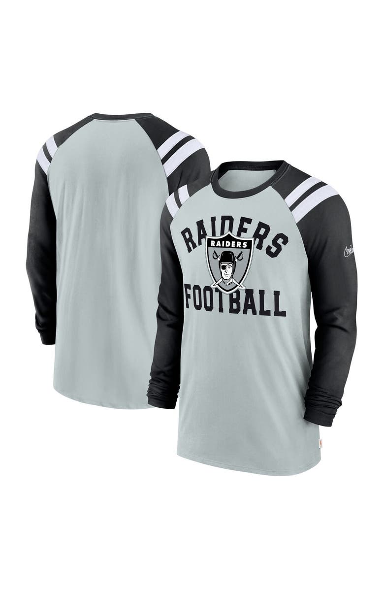 Nike Men's Nike Silver/Black Las Vegas Raiders Classic Arc Raglan Tri-Blend Long Sleeve T-Shirt, Main, color, Silver