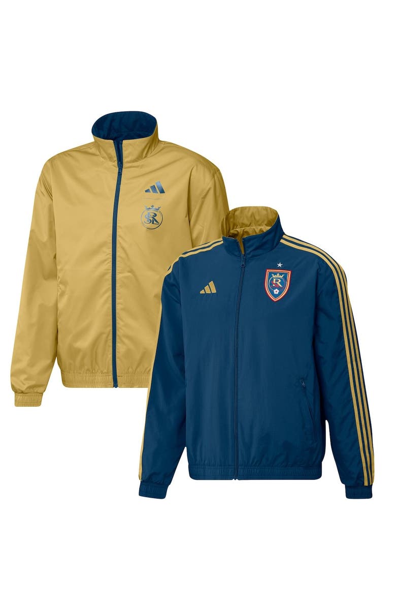 adidas Men's adidas Navy/Gold Real Salt Lake 2023 On-Field Anthem Full-Zip Reversible Team Jacket, Main, color, 
