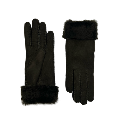 Agnelle Denise Double Face Lambskin Glove In Black