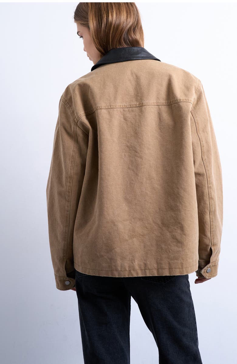 Topshop Zip Through Barn Jacket, Alternate, color, Tan