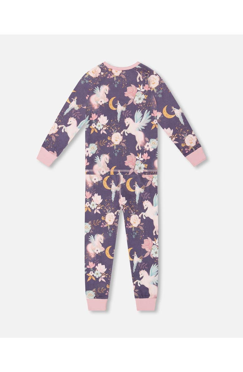 Deux par Deux Organic Cotton Two-Piece Pajamas, Alternate, color, Watercolor Unicorns