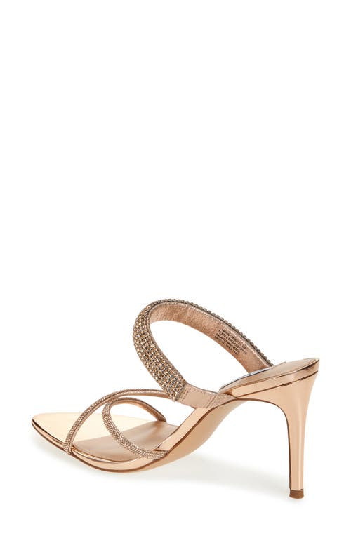 Steve Madden Camina Crystal Strap Slide Sandal In Rose Gold