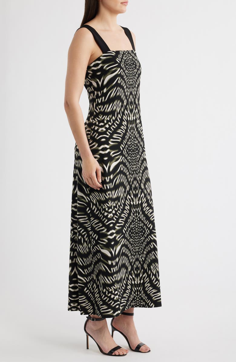 Connected Apparel Printed Maxi Dress, Alternate, color, Olive