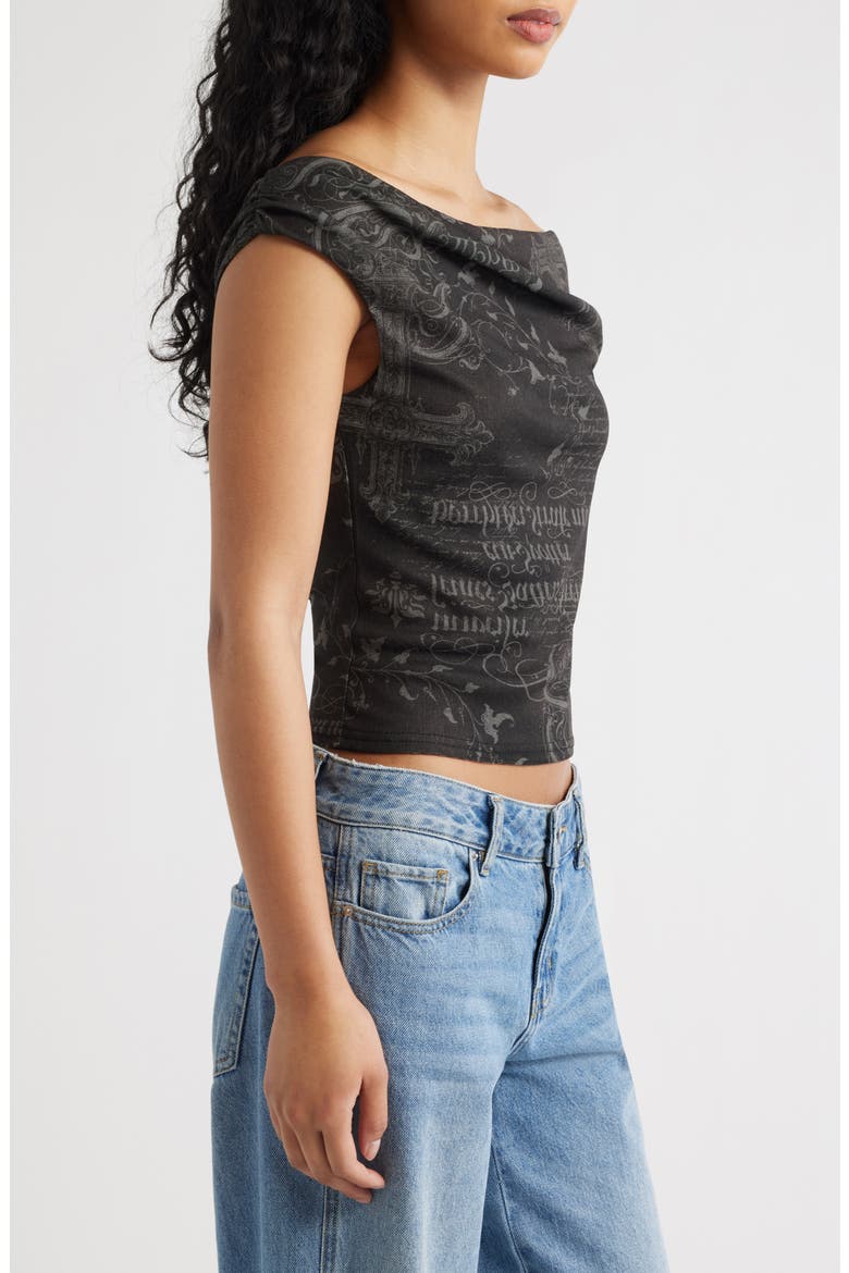 Fia Print Off the Shoulder Top, Alternate, color, GRUNGE