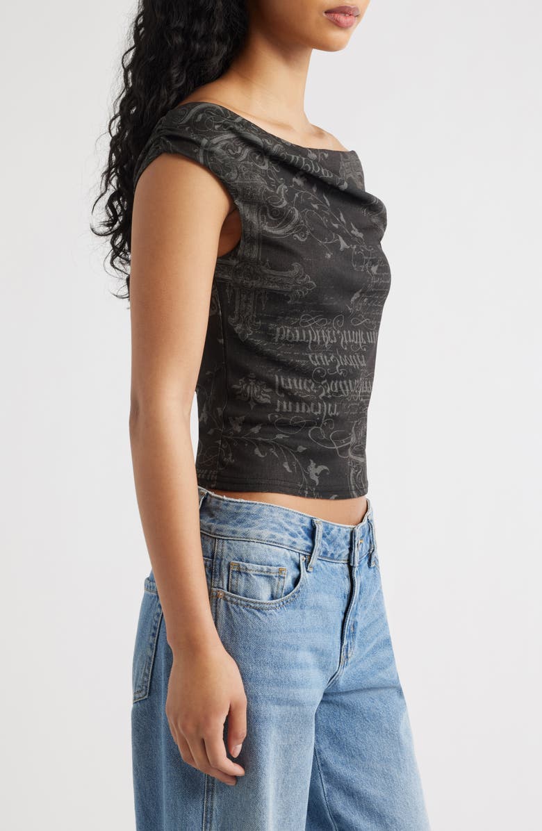 BDG Urban Outfitters Fia Print Off the Shoulder Top, Alternate, color, Grunge