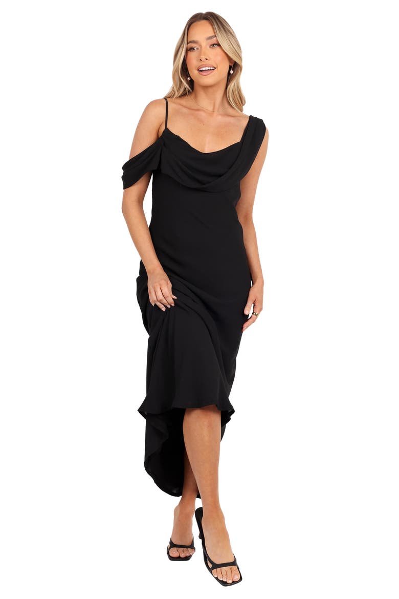Kamryn Cowl Neck Cocktail Dress, Alternate, color, BLACK