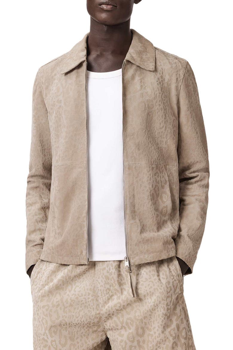 Hockley Debossed Animal Print Suede Jacket, Alternate, color, PASILLA BROWN