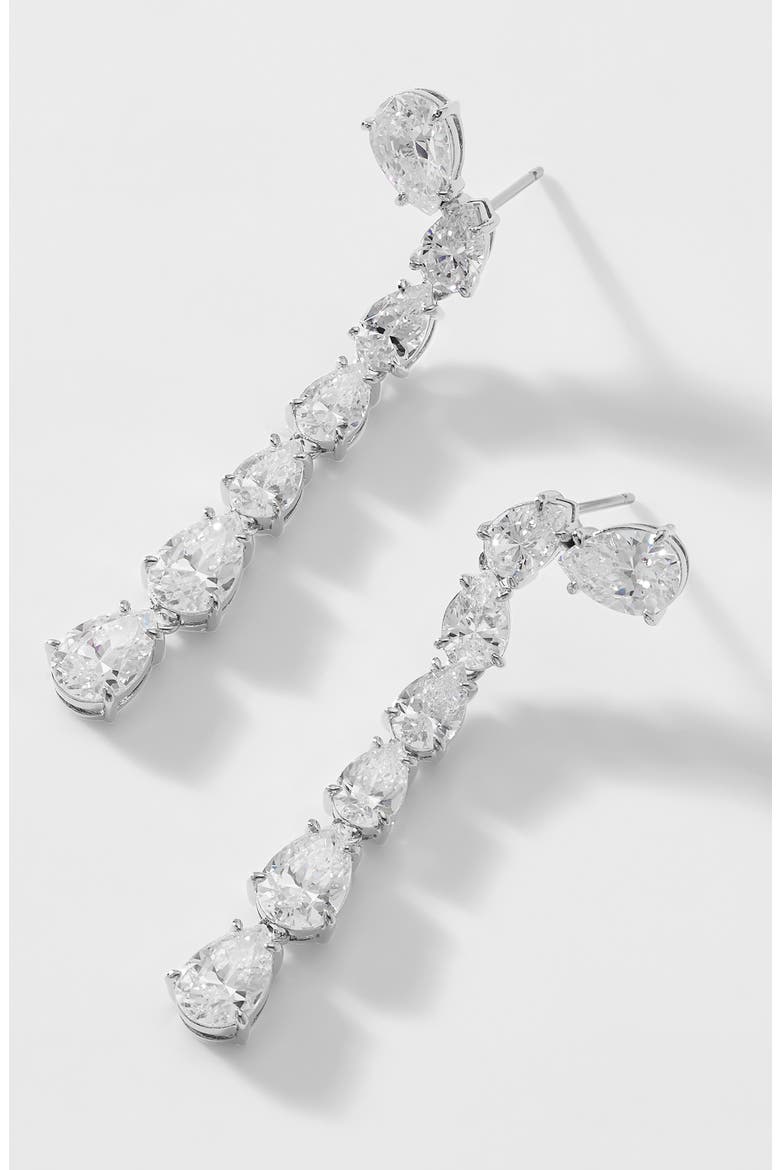 Colette Cascade Drop Earrings, Alternate, color, RHODIUM