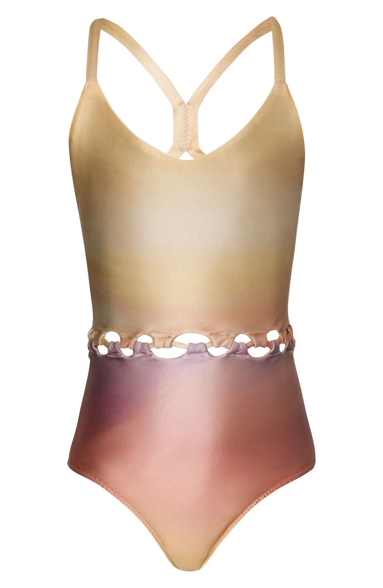 PQ SWIM Kids' Cammy Loop One-Piece Swimsuit, Main, color, Sunset Sky