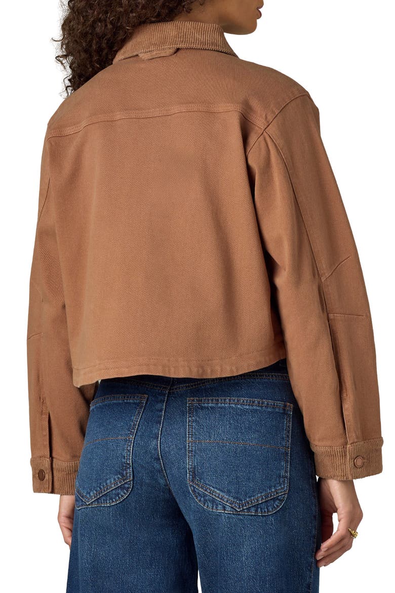 Corduroy Collar Denim Jacket, Alternate, color, CANDIED WALNUT