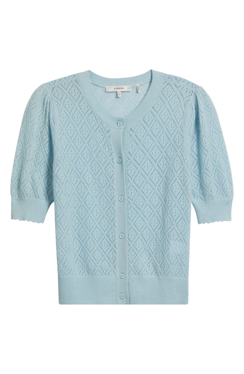 FRAME The Short Sleeve Cashmere Cardigan, Alternate, color, Sky Blue