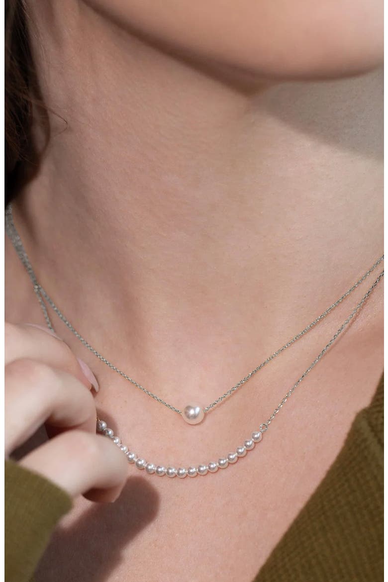 Sterling Silver 18k Gold Plated Rosalie Pearl Necklace Trendy Piece, Alternate, color, Silver