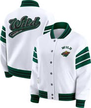 WEAR by Erin Andrews Women's WEAR by Erin Andrews White/Green Minnesota Wild Full-Snap Fleece Sweatshirt Jacket