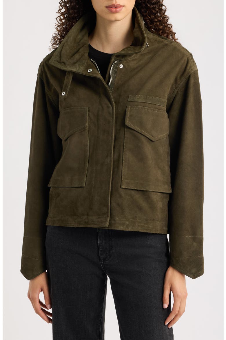 Clay Suede Jacket, Alternate, color, KHAKI GREEN
