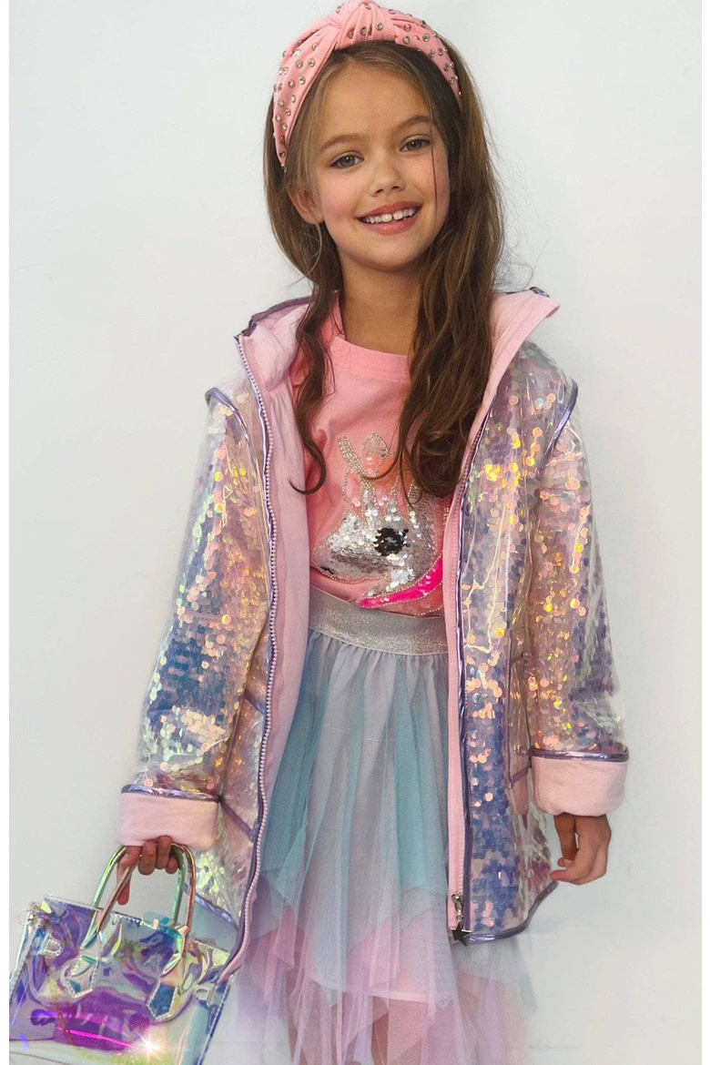 Lola & the Boys Kids' Magic Sequin Rain Jacket, Alternate, color, PINK