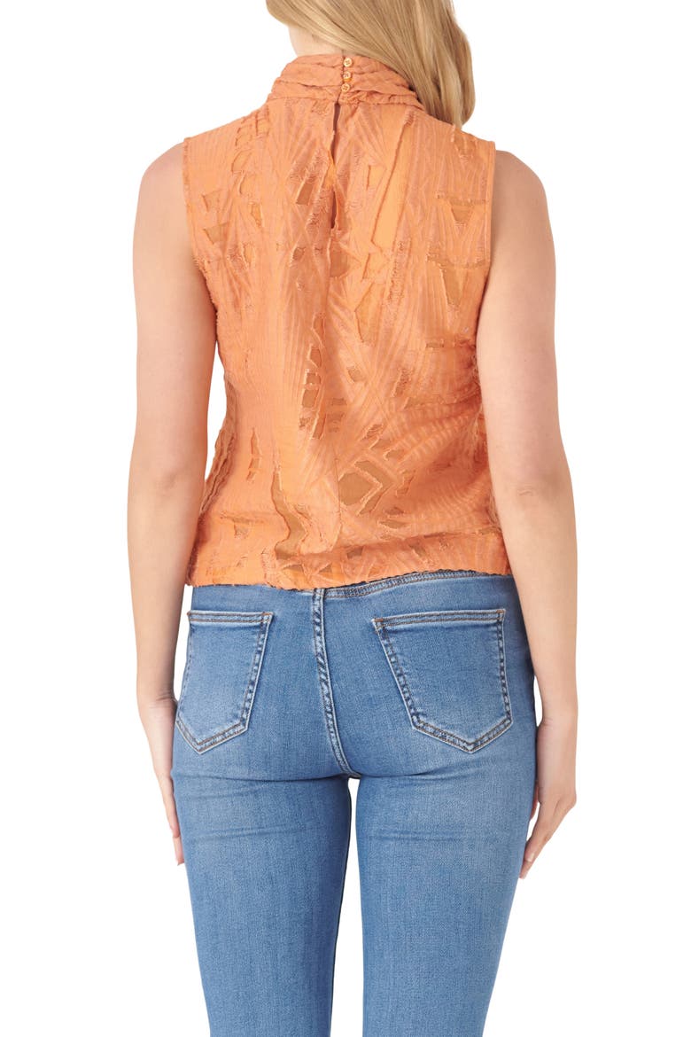Destroyed Cotton & Linen Sleeveless Crop Top, Alternate, color, ORANGE
