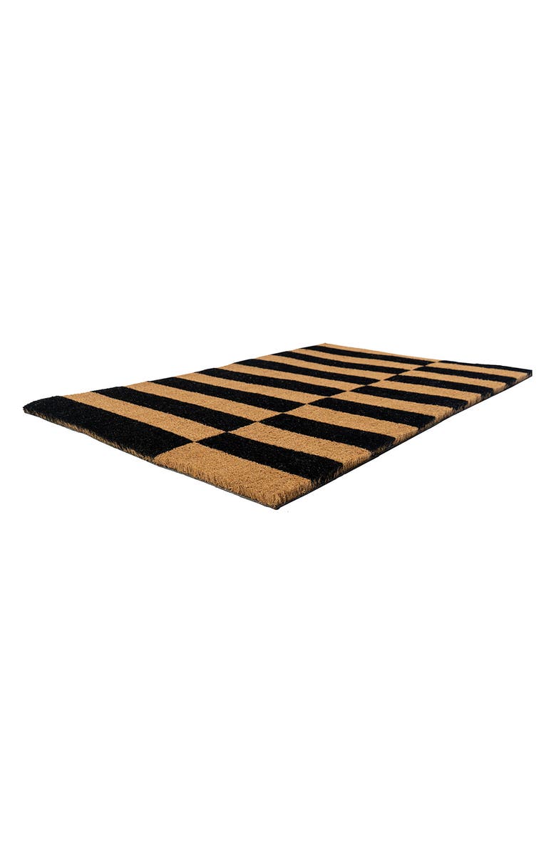 ENTRYWAYS Alternating Stripe Doormat, Alternate, color, Natural Coir / Black