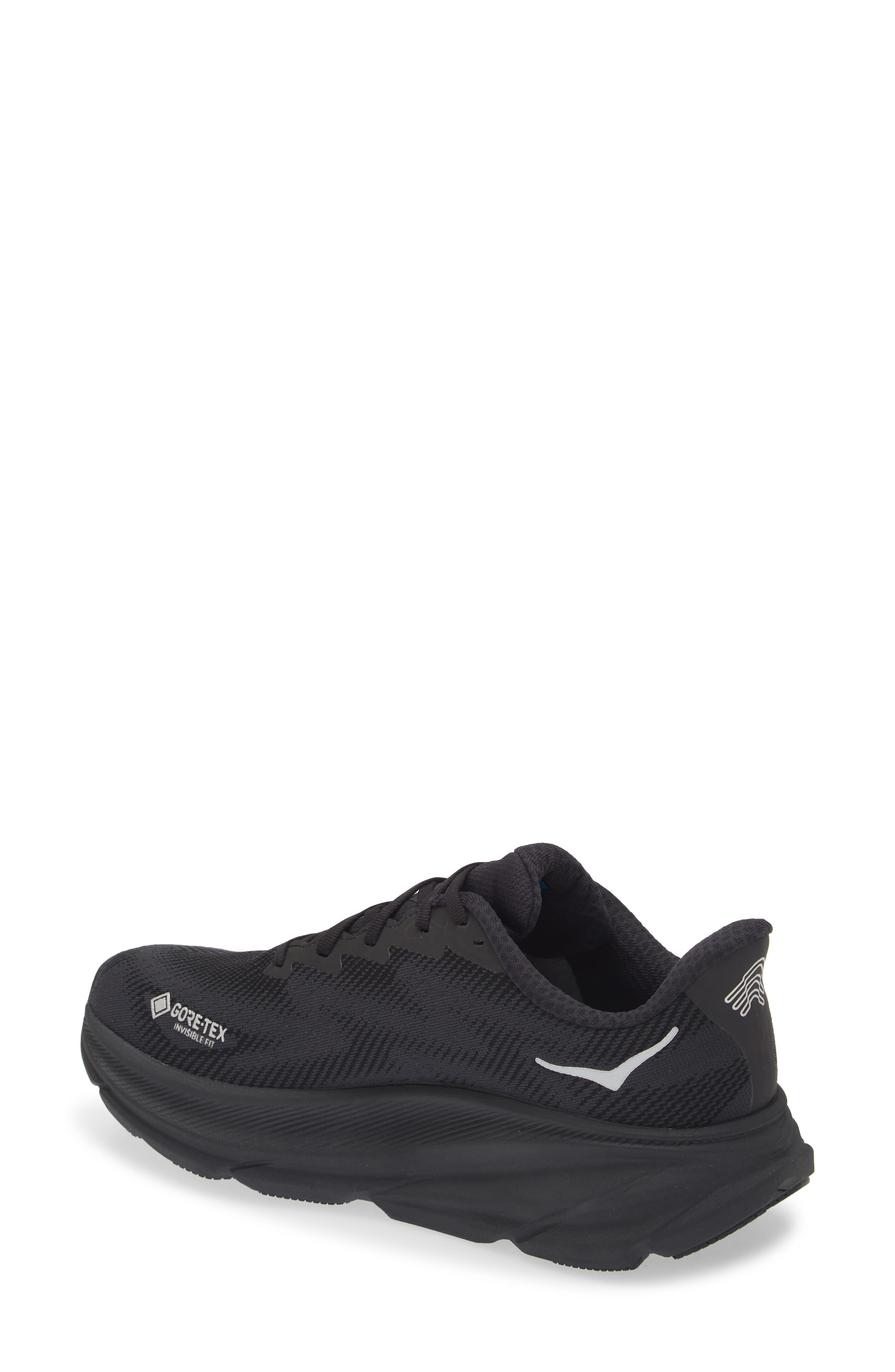 HOKA Clifton 9 Gore-Tex<sup>®</sup> Waterproof Running Shoe, Alternate, color, Black / Black