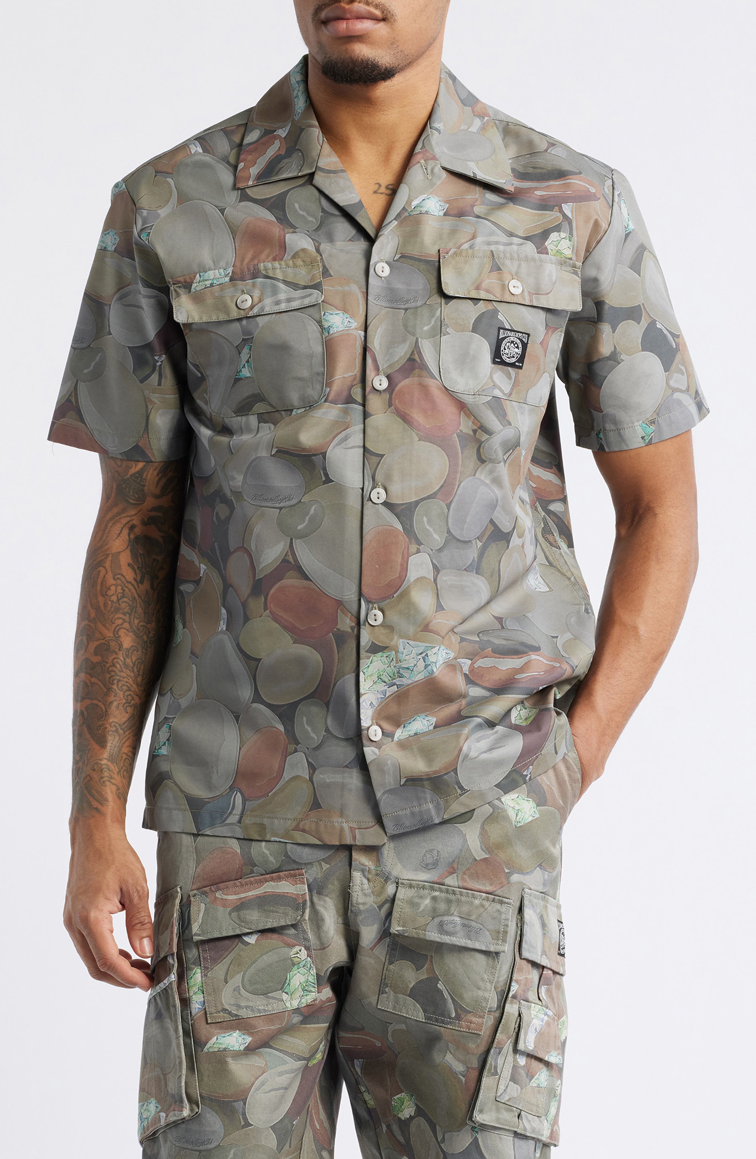 Billionaire Boys Club Space Carat Print Short Sleeve Button-Up Shirt