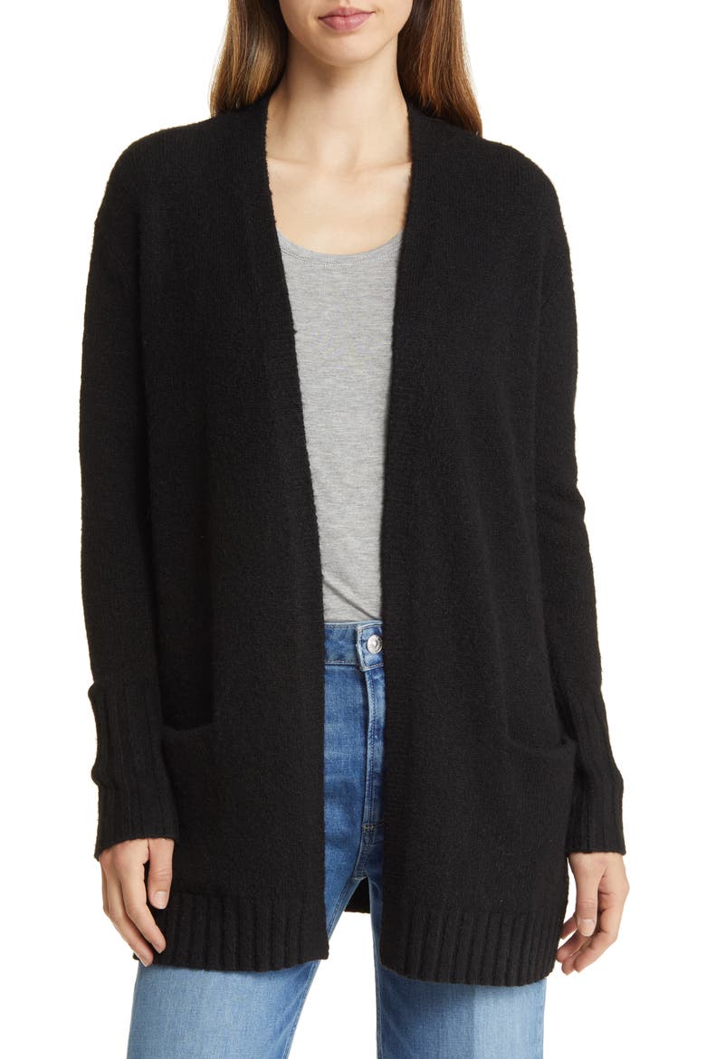 Open Front Cardigan, Main, color, BLACK