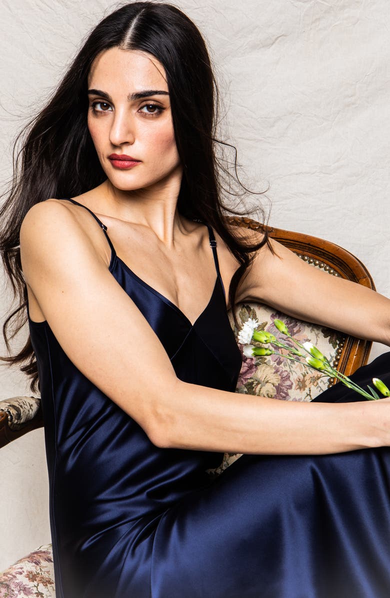 Petite Plume Silk Nightgown, Alternate, color, 