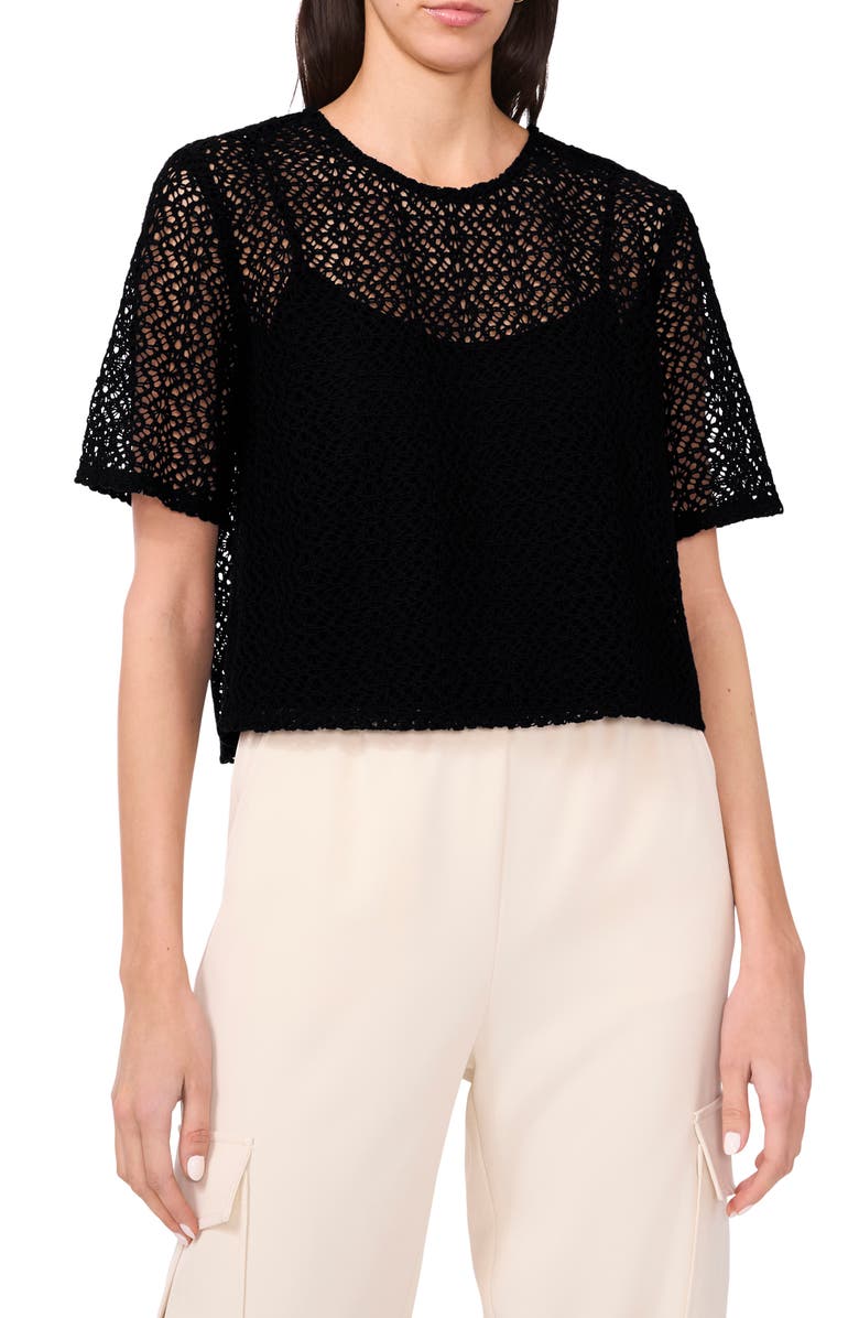 Halogen<sup>®</sup> Geometric Openwork T-Shirt, Main, color, 