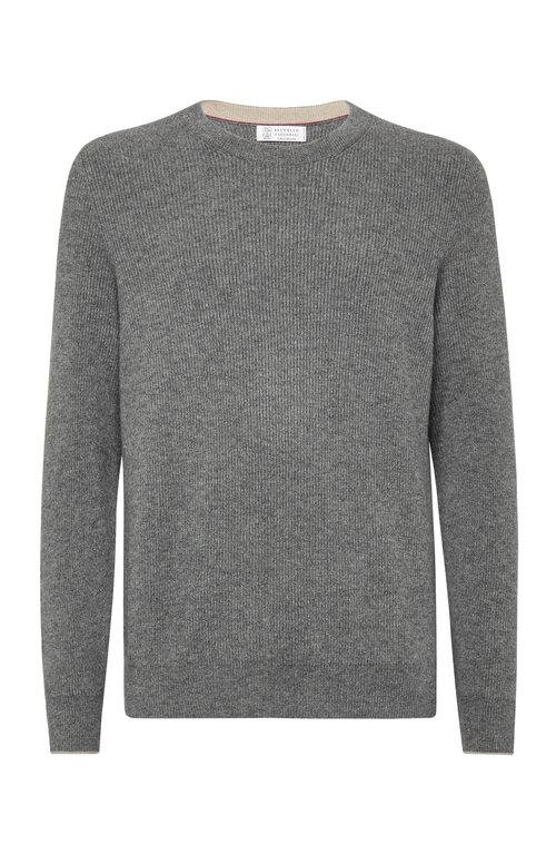 Brunello Cucinelli English Rib Knit Sweater In Dark Grey