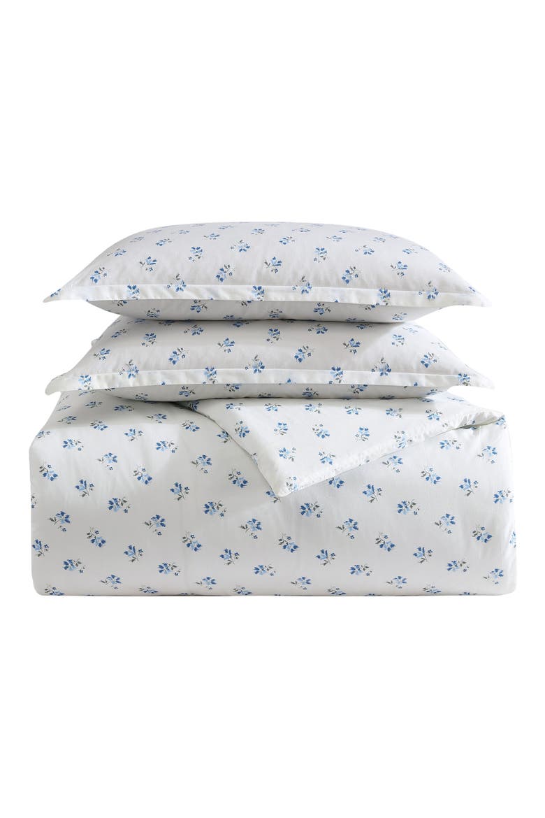 Sketchy Ditsy Cotton Percale Comforter & Sham Set, Main, color, LT-PASTEL BLUE