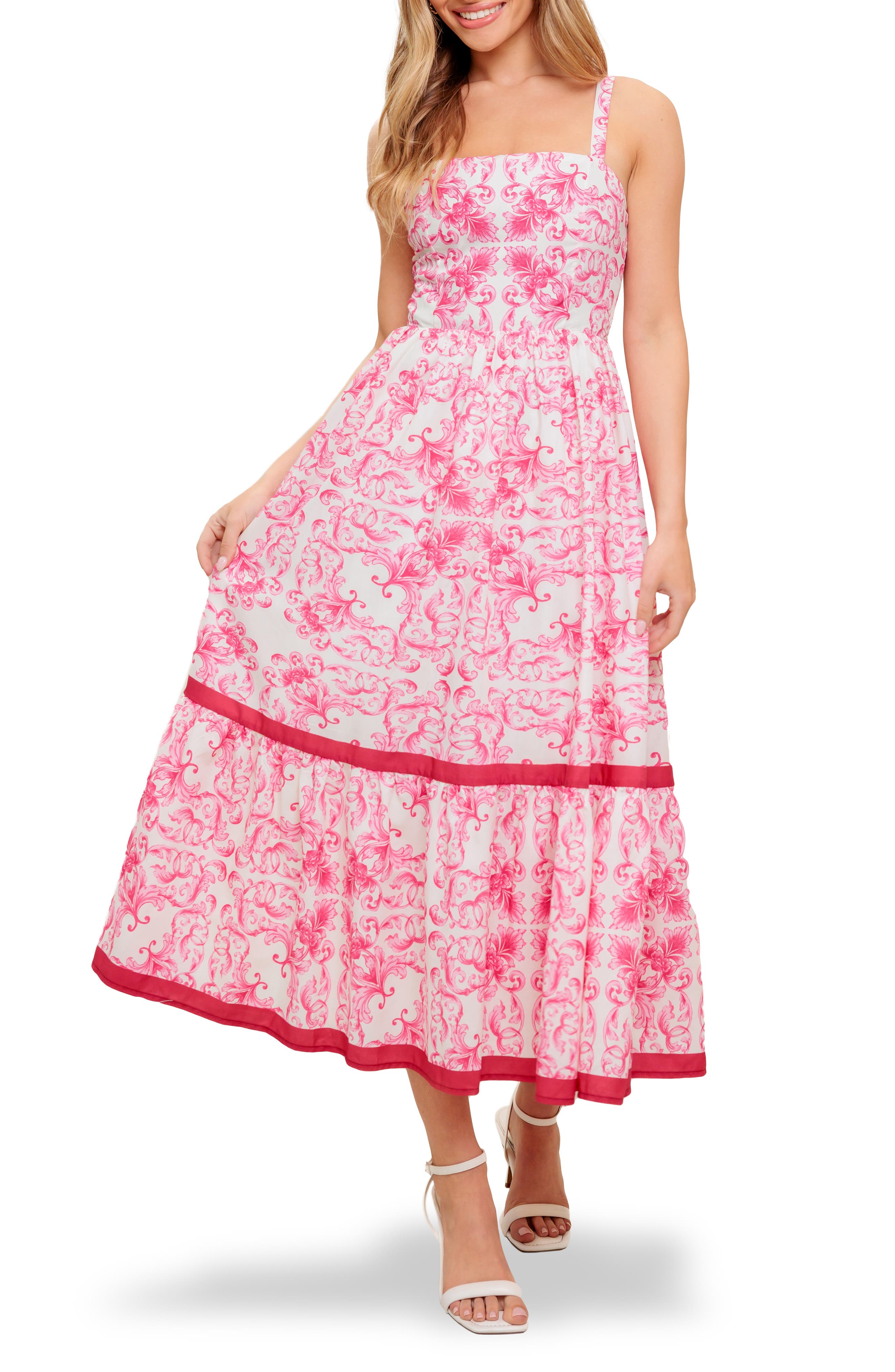 Tiered Hem Midi Dress