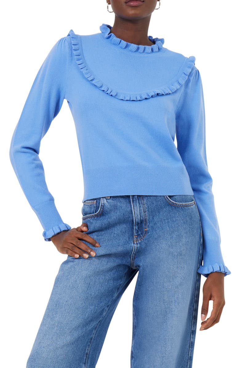 French Connection Ruffle Trim Sweater, Main, color,