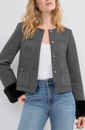 Liverpool Los Angeles Herringbone Jacket with Faux Fur Cuffs